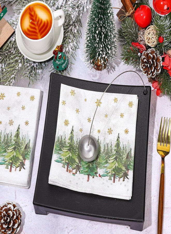 Whaline 80Pcs Christmas Paper Napkins Watercolor Xmas Tree Snowflake Disposable Napkin Winter Woodland Forest Dessert Dinner Hand Napkin for Holiday Party Supplies - Image 3